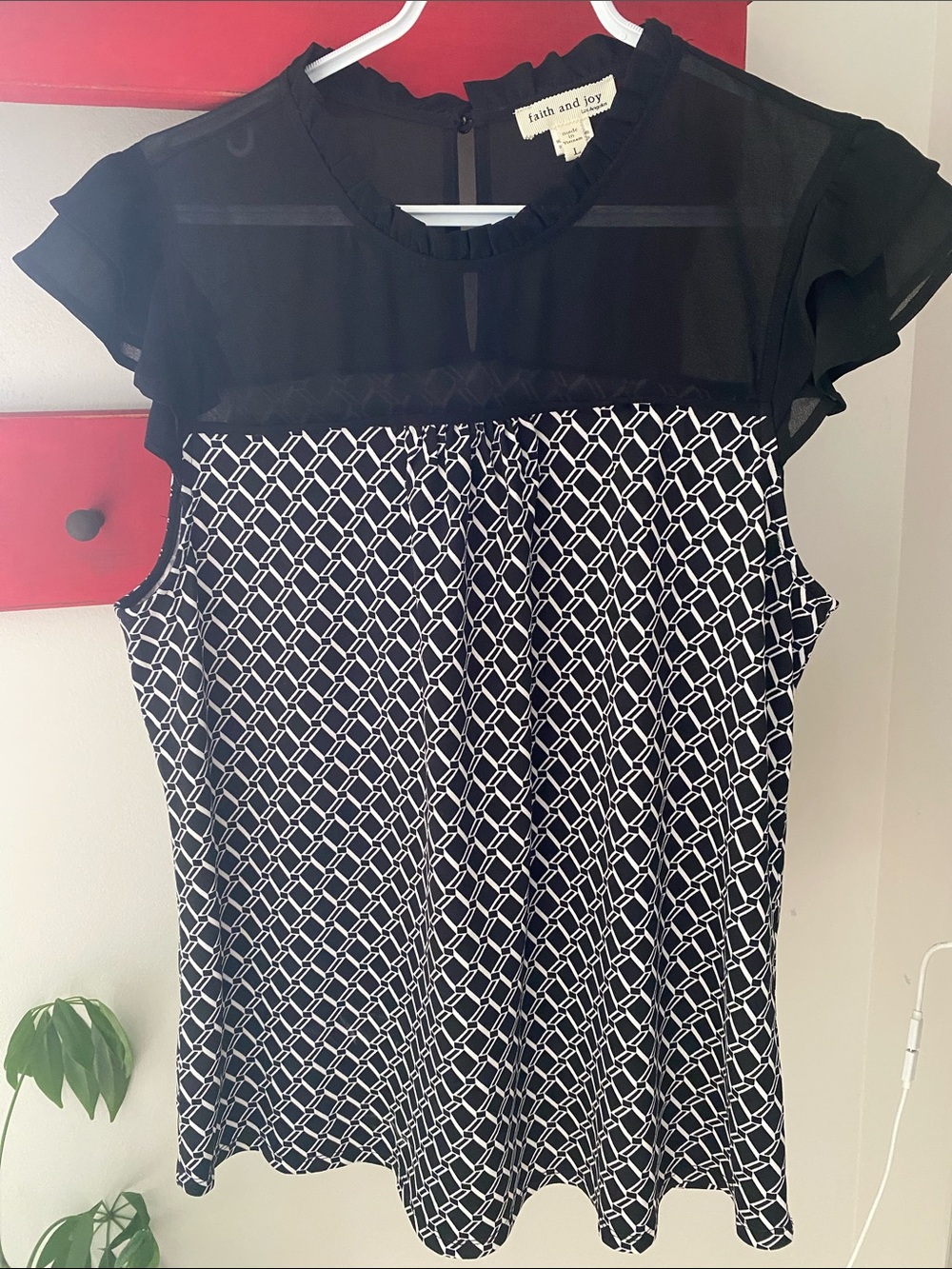 Faith and Joy Top Ruffle Sleeve Blouse Ladies Clothes